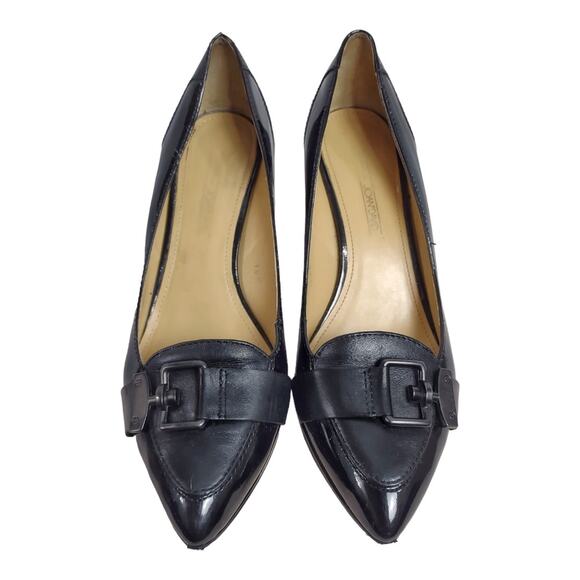 JOAN & DAVID Black Buckle Stiletto Heels Size 8 Platform Workwear Career Classic - Picture 2 of 16